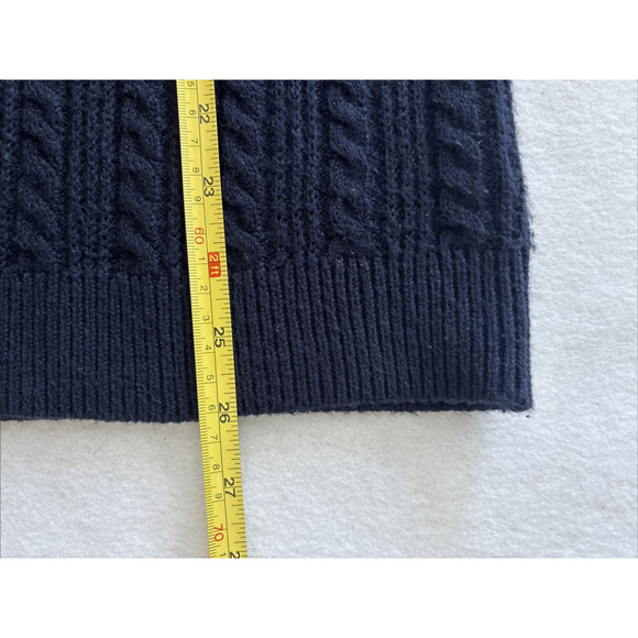 Talbots Cable Knit Sweater Womens M Navy Blue Button Shoulder Classiccore - Picture 4 of 6